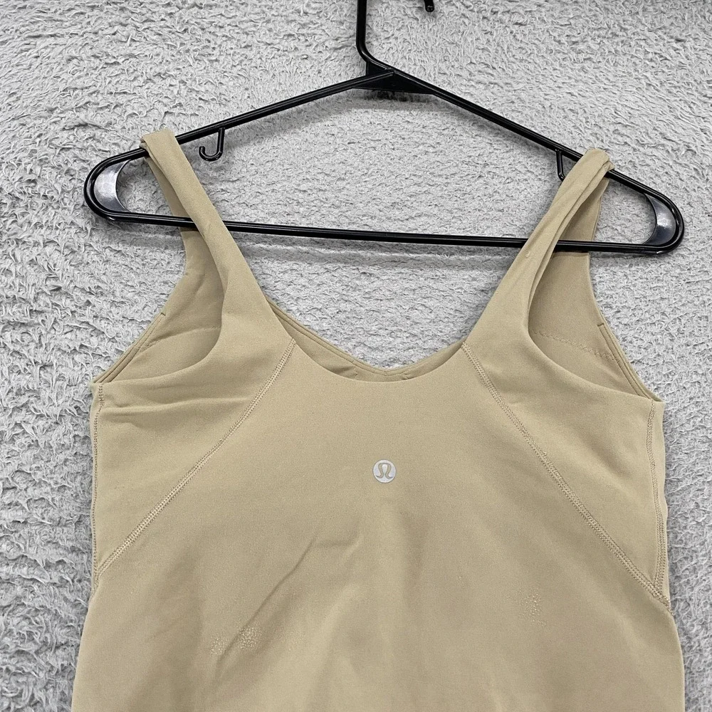 Lululemon Align Crop Tank Top Womens 6 Beige V Neck Built In‎ Bra Yoga Gym